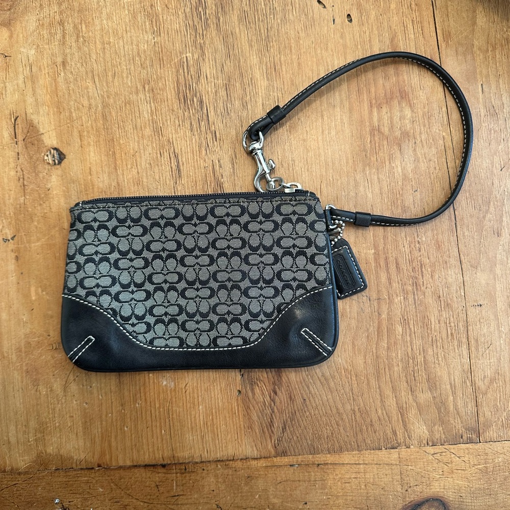 Coach Black and Gray Signature Wristlet
